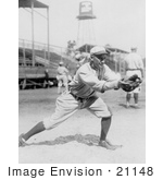 #21148 Stock Photography Of Del Pratt Catching A Baseball In 1913