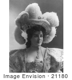 #21180 Stock Photography Of Lillian Russell In An Embellished Dress And Feathered Hat 1898