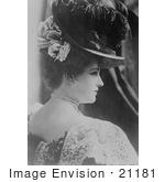 #21181 Stock Photography Of Lillian Russell In Profile Wearing A Plumed Feather Hat