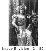 #21185 Stock Photography Of Lillian Russell Sitting In A Chair Wearing A Beautiful Gown And Crown