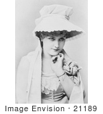 #21189 Stock Photography Of Lillian Russell Wearing A Hat And Holding Her Hand Flirtatiously