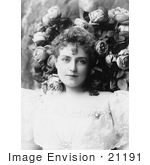 #21191 Stock Photography Of Lillian Russell Wearing A Lace Dress Roses Around Her Head