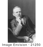 #21250 Stock Photography Of Jacob August Riis Sitting In A Chair And Resting His Chin On His Hand