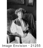 #21255 Stock Photography Of Jeannette Rankin Sitting In A Chair Her Hands In Her Lap