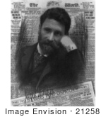 #21258 Stock Photography Of Joseph Pulitzer As A Portrait Over A Newspaper