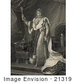 #21319 Stock Photography Of Napoleon I Of France In Robes Holding A Staff And Standing In Font Of A Throne
