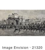 #21320 Stock Photography Of Napoleon I On Horseback With Cavalry Troops By The Arc De Triompe Du Carrousel