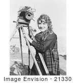 #21330 Stock Photography Of Gladys Louise Smith Known As Mary Pickford Standing With A Motion Picture Camera