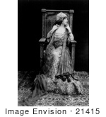 #21415 Stock Photography Of The Actress Sarah Bernhardt Sitting In A Chair In A Beautiful Dress A Costume For One Of Her Roles