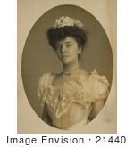 #21440 Stock Photography Of Alice Roosevelt Longworth In A Lace Dress Wearing Flowers In Her Hair