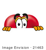 #21463 Clip Art Graphic Of A Red Love Heart Cartoon Character Peeking Over A Surface