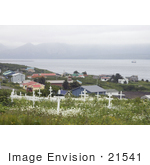 #21541 Stock Photography Of A Cemetery And Coastal Homes At Sand Point Alaska