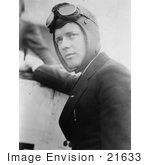 #21633 Stock Photography Of Charles Lindbergh Wearing A Pilot Hat And Goggles
