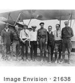 #21638 Stock Photography Of Charles Lindbergh And Other Men Standing Near A Bi Plane 1923