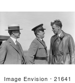 #21641 Stock Photography Of Orville Wright Major John F Curry And Charles Lindbergh