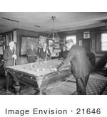 #21646 Stock Photography Of Men Playing A Game Of Pool In A Billiards Room