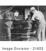 #21653 Stock Photography Of Two Little Boys Playing A Game Of Pool In 1910