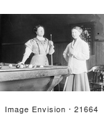 #21664 Stock Photography of Martha Clearwater and Bertha May King Playing Pool by JVPD