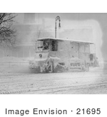 #21695 Stock Photography of a Trolly Plowing Snow on the Street in New York, 1910 by JVPD