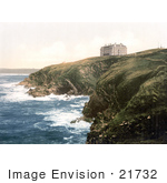 #21732 Historical Stock Photography Of The Coastal Headland Hotel On Beacon Cove In Newquay Cornwall England