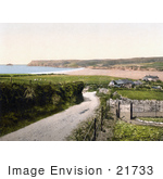 #21733 Historical Stock Photography Of Buildings On The Polzeath Bay In Cornwall England United Kindom