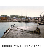 #21735 Historical Stock Photography Of A Dog At The Padstow Quay Cornwall England United Kingdom