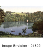 #21825 Historical Stock Photography Of A Boat Near The Tower On Old Mill Creek In Darmouth Devon England