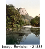 #21833 Historical Stock Photography Of A Boat On The River Derwent Near The High Tor In Matlock Derbyshire England