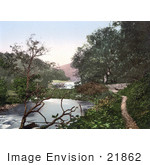 #21862 Historical Stock Photography Of A Trail Along The River Wye Near The Warren Waterfall In Monsal Dale Derbyshire England