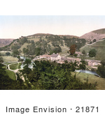 #21871 Historical Stock Photography Of Buildings Along The River Wye In Mansal Dale Derbyshire England