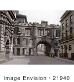#21940 Stock Photography Of A Gateway With A Clock In Stonebows Lincoln Lincolnshire England