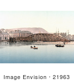 #21963 Stock Photography Of Rowboats By The Stanley Hotel And Iron Bridge In Ramsey Isle Of Man England