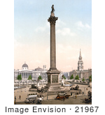 #21967 Stock Photography Of Nelson’S Column Statue Of King George Iv St Martin-In-The-Fields Church And The National Gallery In Trafalgar Square London England