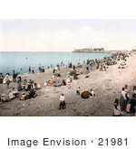 #21981 Stock Photography Of People On The Beach In Morecambe Lancashire England United Kingdom