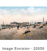 #22050 Stock Photography Of People On The Beach Near The Esplanade Hotel In Southsea Portsmouth Hampsire England Uk