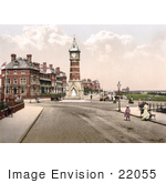 #22055 Stock Photography Of People Strolling The Promenade Near The Clock Tower In Skegness East Lindsey Lincolnshire England United Kingdom