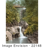 #22148 Historical Stock Photography Of A Bridge Above The Glen May Waterfall In Peel Isle Of Man England