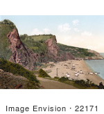 #22171 Historical Stock Photography Of Dressing Carts And Boats On The Beach In Babbacombe Torquay Torbay Devon England Uk