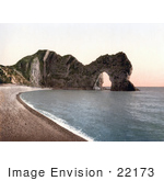 #22173 Historical Stock Photography Of The Durdle Door On The Jurassic Coast Beach In Lulworth Dorset England