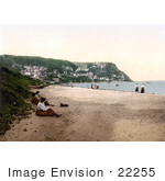 #22255 Historical Stock Photography Of People On The Beach In Runswick Whitby North Yorkshire England Uk