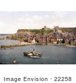 #22258 Historical Stock Photography Of A Steamboat In The Harbor At Whitby North Yorkshire England Uk