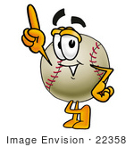 #22358 Clip Art Graphic Of A Baseball Cartoon Character Pointing Upwards