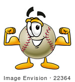 #22364 Clip Art Graphic Of A Baseball Cartoon Character Flexing His Arm Muscles