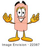 #22387 Clip Art Graphic Of A Bandaid Bandage Cartoon Character With Welcoming Open Arms