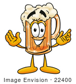 #22400 Clip Art Graphic Of A Frothy Mug Of Beer Or Soda Cartoon Character With Welcoming Open Arms