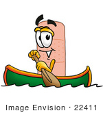 #22411 Clip Art Graphic Of A Bandaid Bandage Cartoon Character Rowing A Boat