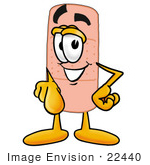 #22440 Clip Art Graphic Of A Bandaid Bandage Cartoon Character Pointing At The Viewer