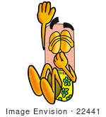 #22441 Clip Art Graphic Of A Bandaid Bandage Cartoon Character Plugging His Nose While Jumping Into Water