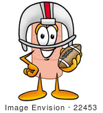 #22453 Clip Art Graphic Of A Bandaid Bandage Cartoon Character In A Helmet Holding A Football