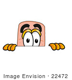 #22472 Clip Art Graphic Of A Bandaid Bandage Cartoon Character Peeking Over A Surface